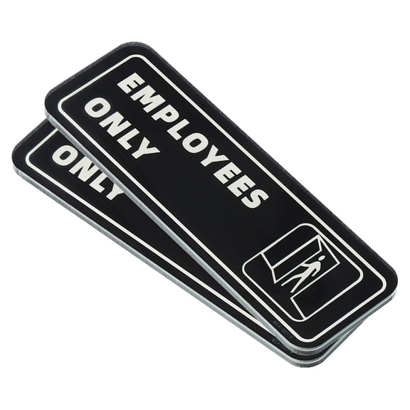 Uxcell Employee Only Sign 6"x2" Self Adhesive Door Information Sticker Black 2 Pack