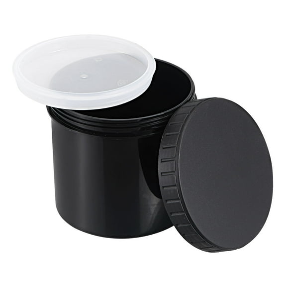 Uxcell Empty Plastic Paint Pail with Sealing Lid 0.13 -Gallon/500mL Black 5Pack