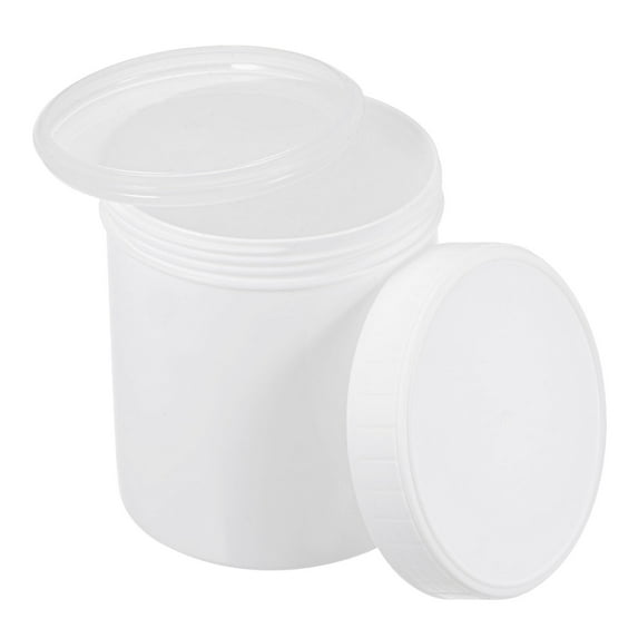 Uxcell Plastic Paint Pail 0.26-Gallon/1000mL with Sealing Strip Lids White 2Packs
