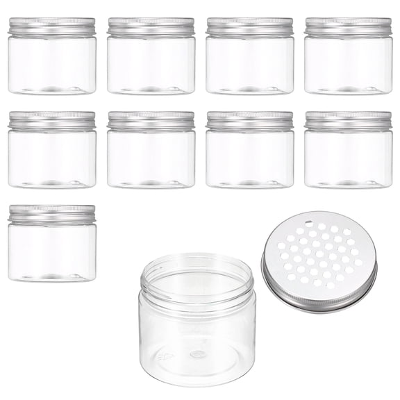 Uxcell Empty Scent Beads Container, Air Freshener Tin Round Refillable Spice Containers with Hollow Lid Clear Jar Sample 10Pcs & 5.1oz/150ml-Fitting For(Aromatherapy Gel/Scent/Storage)
