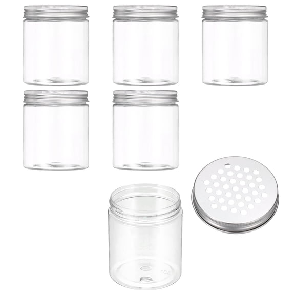 Uxcell Empty Scent Beads Container, Air Freshener Tin Round Refillable Spice Containers with Hollow Lid Clear Jar Sample 6Pcs & 8.5oz/250ml-Fitting For(Aromatherapy Gel/Scent/Storage)