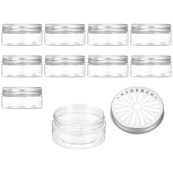 Uxcell Empty Scent Beads Container, Air Freshener Tin Round Refillable Spice Containers with Hollow Lid Plastic Jar Sample 10Pcs & 2.7oz/80ml-Fitting For(Aromatherapy Gel/Scent/Storage)