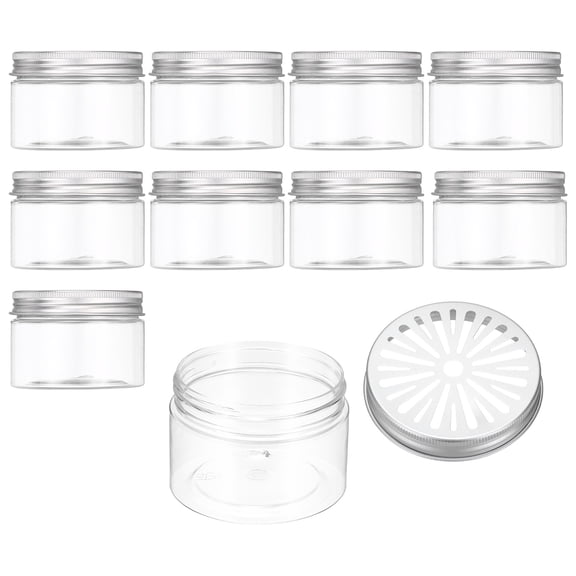 Uxcell Empty Scent Beads Container, Air Freshener Tin Round Refillable Spice Containers with Hollow Lid Plastic Jar Sample 10Pcs & 4.1oz/120ml-Fitting For(Aromatherapy Gel/Scent/Storage)