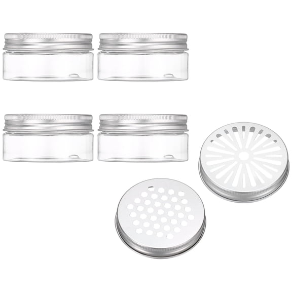 Uxcell Empty Scent Beads Container, Air Freshener Tin Round Refillable Spice Containers with Hollow Lid Plastic Jar Sample 4Pcs & 2.7oz/80ml-Fitting For(Aromatherapy Gel/Scent/Storage)