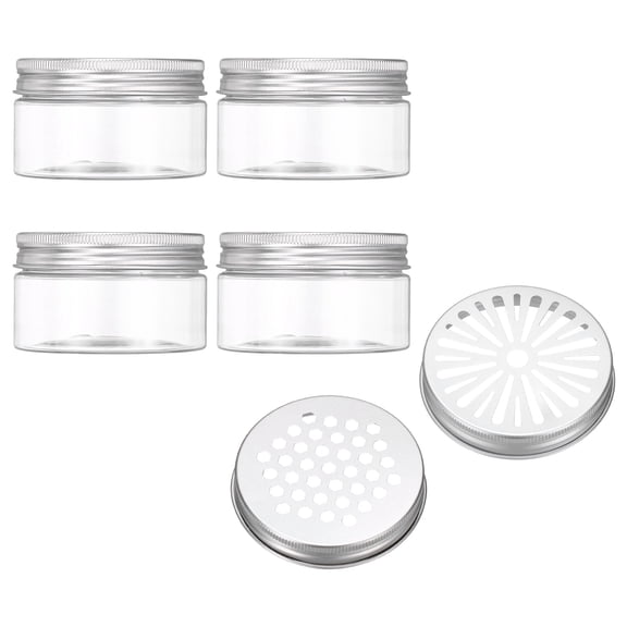 Uxcell Empty Scent Beads Container, Air Freshener Tin Round Refillable Spice Containers with Hollow Lid Plastic Jar Sample 4Pcs & 3.4oz/100ml-Fitting For(Aromatherapy Gel/Scent/Storage)
