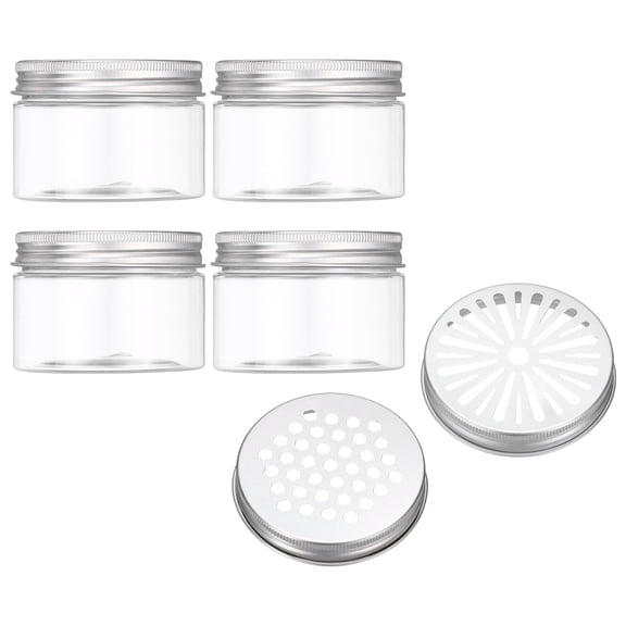Uxcell Empty Scent Beads Container, Air Freshener Tin Round Refillable Spice Containers with Hollow Lid Plastic Jar Sample 4Pcs & 4.1oz/120ml-Fitting For(Aromatherapy Gel/Scent/Storage)