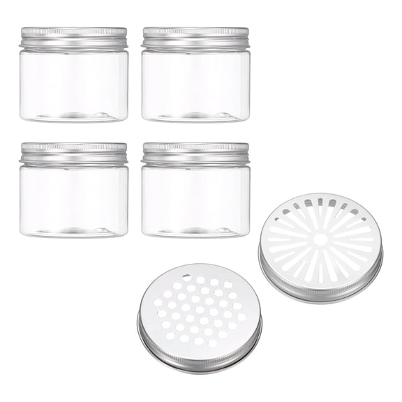 Uxcell Empty Scent Beads Container, Air Freshener Tin Round Refillable Spice Containers with Hollow Lid Plastic Jar Sample 4Pcs & 5.1oz/150ml-Fitting For(Aromatherapy Gel/Scent/Storage)