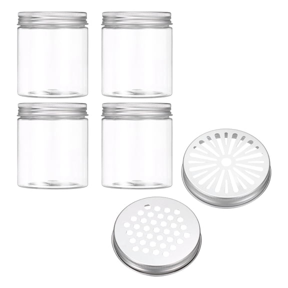 Uxcell Empty Scent Beads Container, Air Freshener Tin Round Refillable Spice Containers with Hollow Lid Plastic Jar Sample 4Pcs & 8.5oz/250ml-Fitting For(Aromatherapy Gel/Scent/Storage)