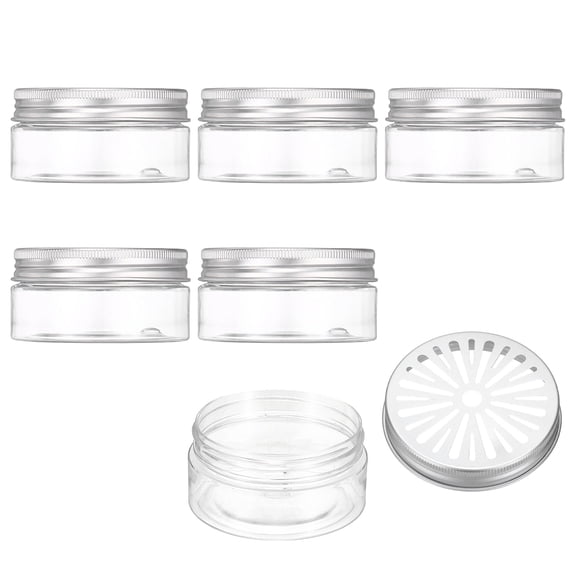 Uxcell Empty Scent Beads Container, Air Freshener Tin Round Refillable Spice Containers with Hollow Lid Plastic Jar Sample 6Pcs & 2.7oz/80ml-Fitting For(Aromatherapy Gel/Scent/Storage)