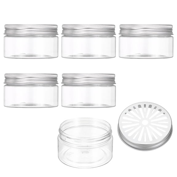 Uxcell Empty Scent Beads Container, Air Freshener Tin Round Refillable Spice Containers with Hollow Lid Plastic Jar Sample 6Pcs & 3.4oz/100ml-Fitting For(Aromatherapy Gel/Scent/Storage)