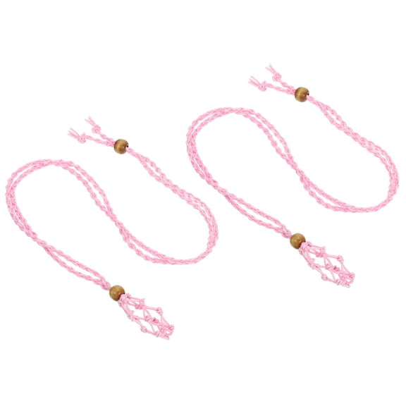 Uxcell Empty Stone Necklace Holder , 2 Pcs Crystal Stone Holder Cage, Pink
