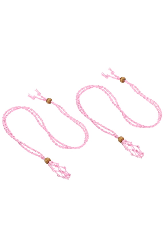 Empty Stone Necklace Holder , 2 Pcs Crystal Stone Holder Cage, Pink