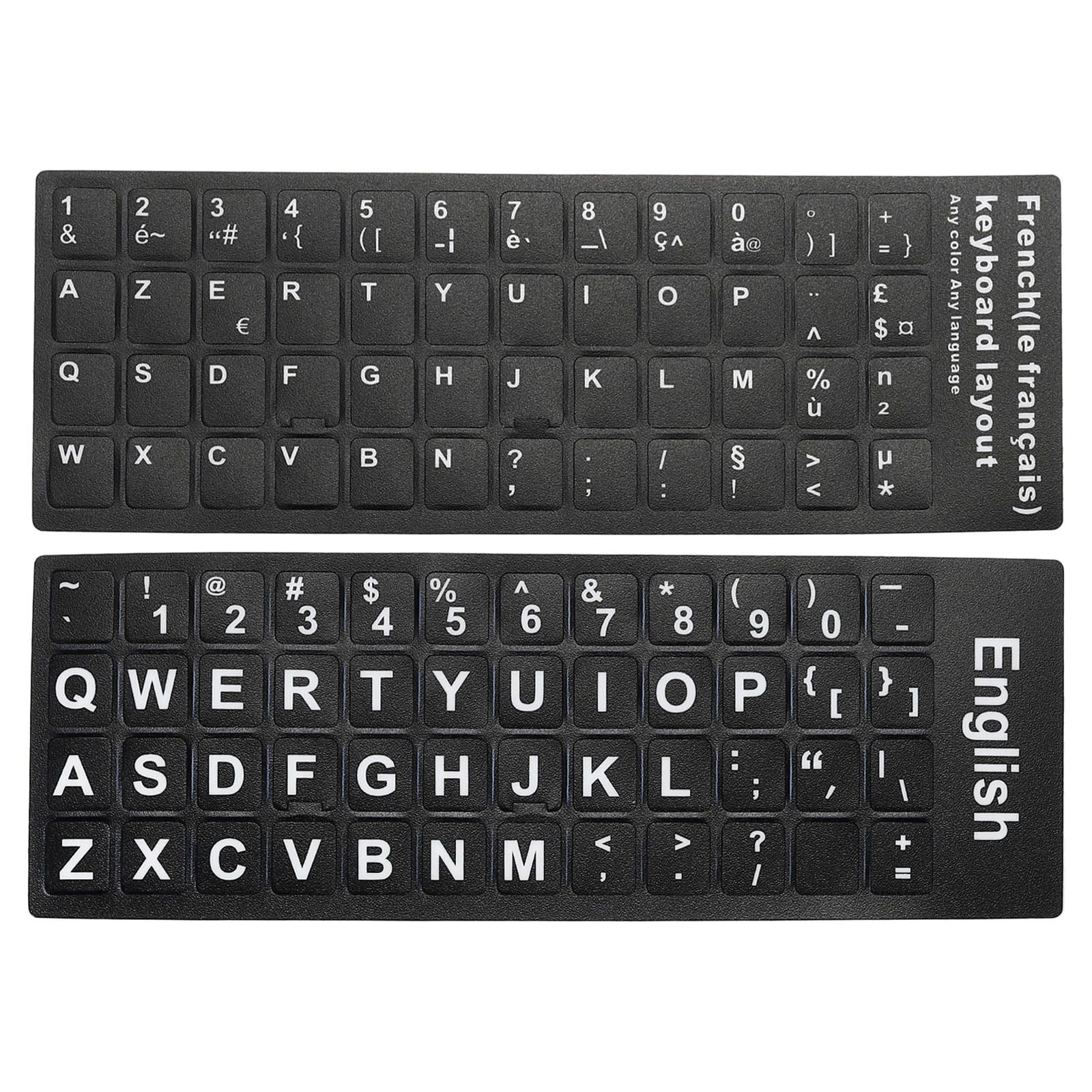 Uxcell English & French Keyboard Stickers Universal Keyboard Cover Frosted, Black Background
