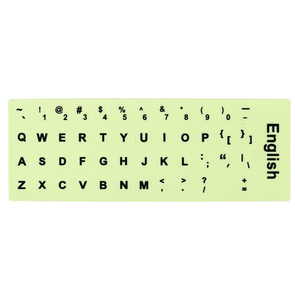 Uxcell English Keyboard Stickers Glow in the Dark Luminous Keyboard Replacement Cover, Black Lettering