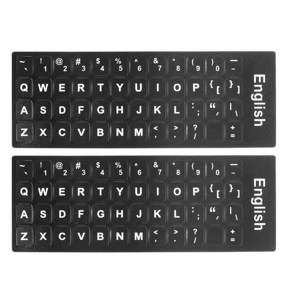 Uxcell English Keyboard Stickers, Keyboard Replacement Cover Style 1 Black Background White Lettering 2Pcs