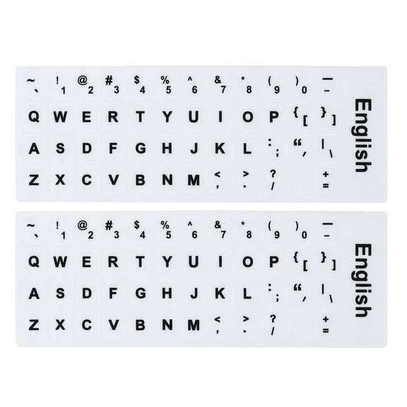 Uxcell English Keyboard Stickers Keyboard Replacement Cover Style 1 White Background Black Lettering 2Pcs