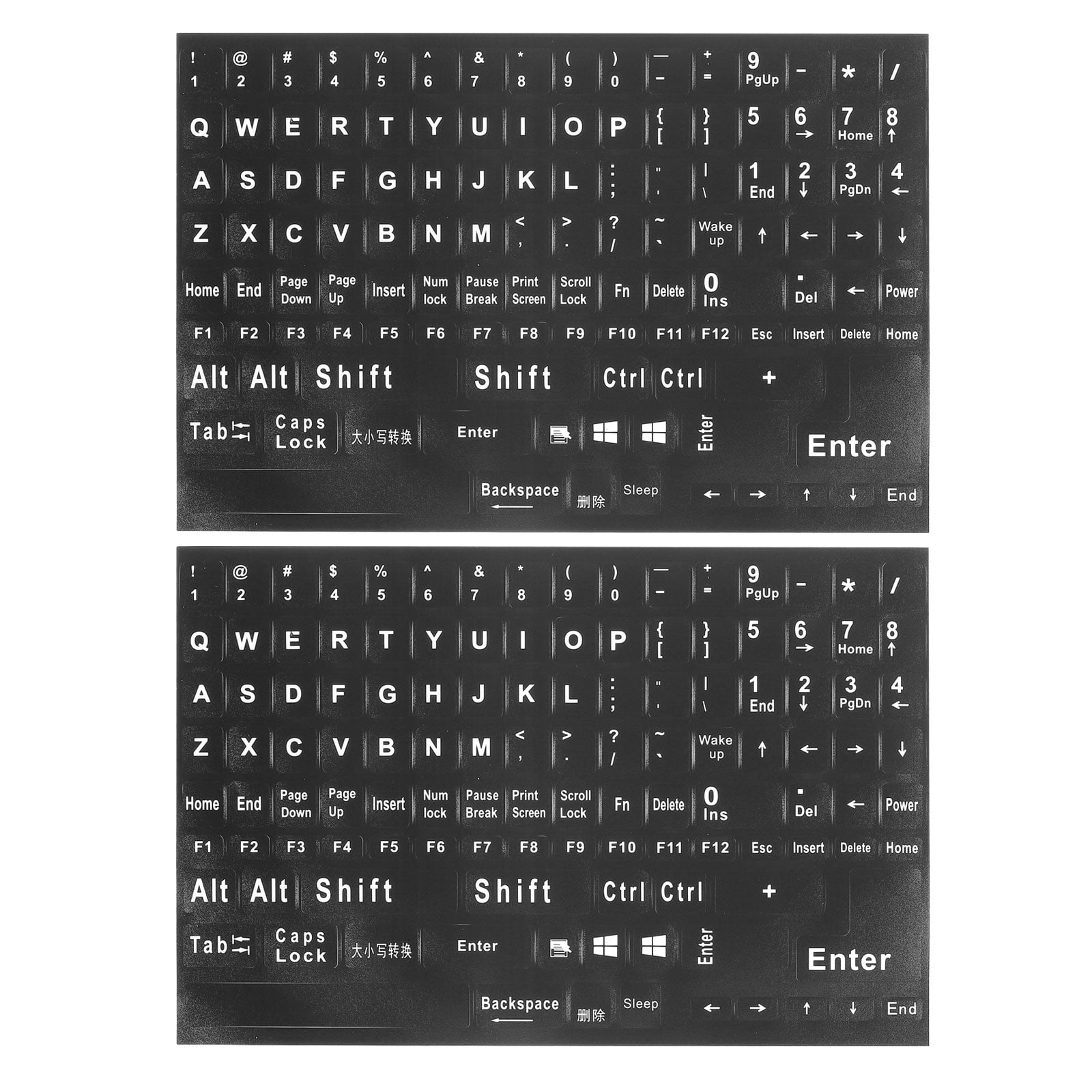 Uxcell English Keyboard Stickers Keyboard Replacement Cover Style 4, Black Background White