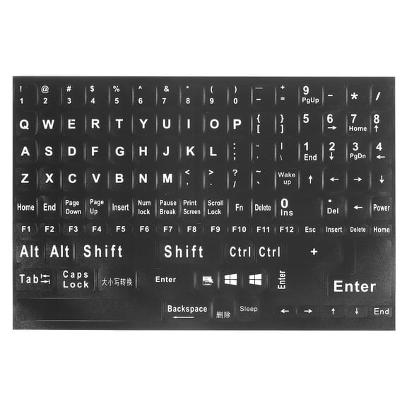 Uxcell English Keyboard Stickers Keyboard Replacement Cover Style 4, Black Background White Lettering