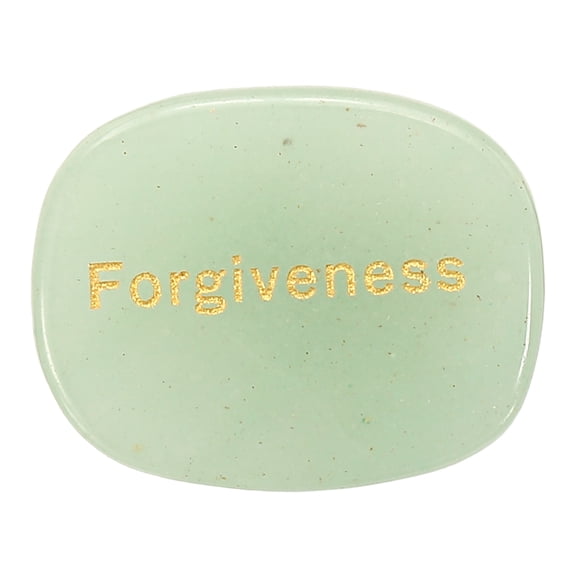 Uxcell Engraved Inspirational Stones, Natural Worry Stone Oval Crystal Thumb Rocks with Engraved Words for Women Stress Gifts, Green Aventurine-Forgiveness