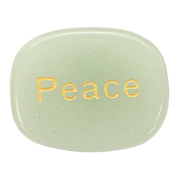 Uxcell Engraved Inspirational Stones, Natural Worry Stone Oval Crystal Thumb Rocks with Engraved Words for Women Stress Gifts, Green Aventurine (Peace)