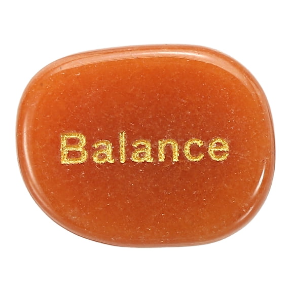 Uxcell Engraved Inspirational Stones, Natural Worry Stone Oval Crystal Thumb Rocks with Engraved Words for Women Stress Gifts, Red Aventurine (Balance)