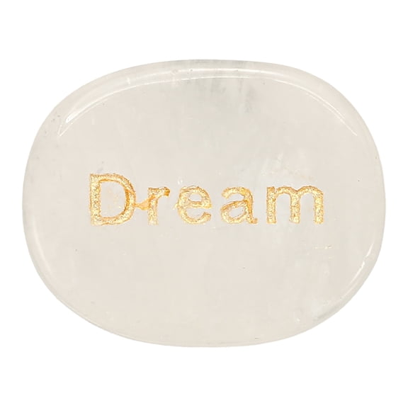Uxcell Engraved Inspirational Stones, Natural Worry Stone Oval Crystal Thumb Rocks with Engraved Words for Women Stress Gifts, Clear Crystal (Dream)
