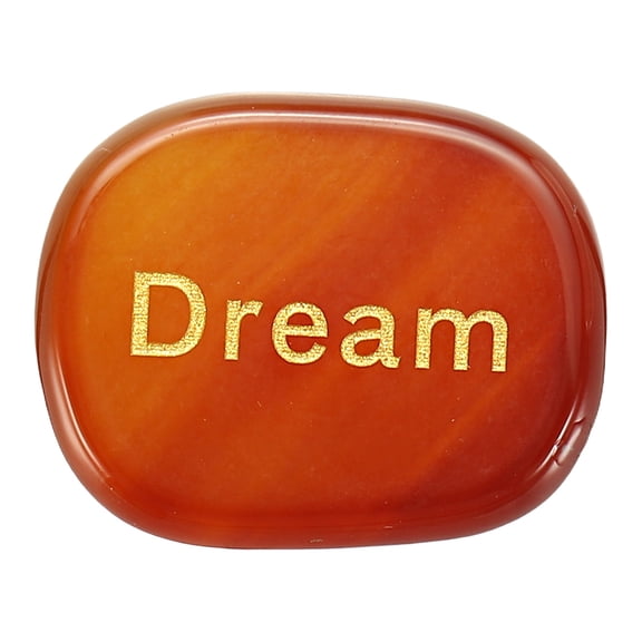 Uxcell Engraved Inspirational Stones, Natural Worry Stone Oval Crystal Thumb Rocks with Engraved Words for Women Stress Gifts, Red Agate (Dream)
