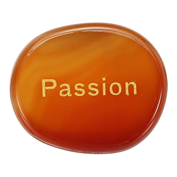 Uxcell Engraved Inspirational Stones, Natural Worry Stone Oval Crystal Thumb Rocks with Engraved Words for Women Stress Gifts, Red Agate (Passion)