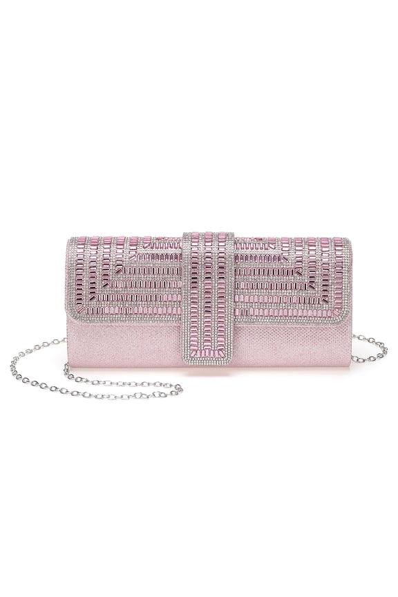 Evening Bags Clutch Purses for Women Formal, Sequin Rhinestone Handbags Sparkly Stylish for Disco Wedding Guest Party Cocktail Pink