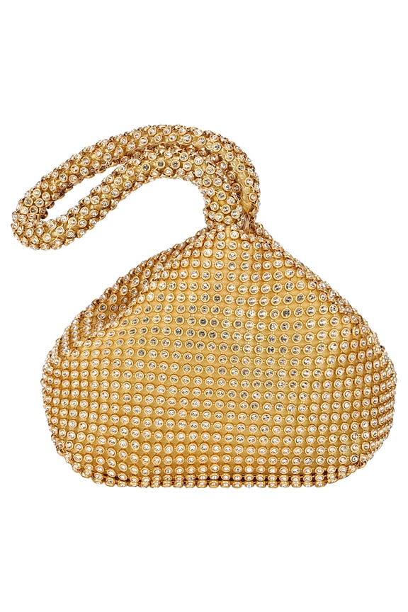 Evening Bags Rhinestone Clutch Triangle Purse Handbag for Weddings Parties Prom Gold 5.91''