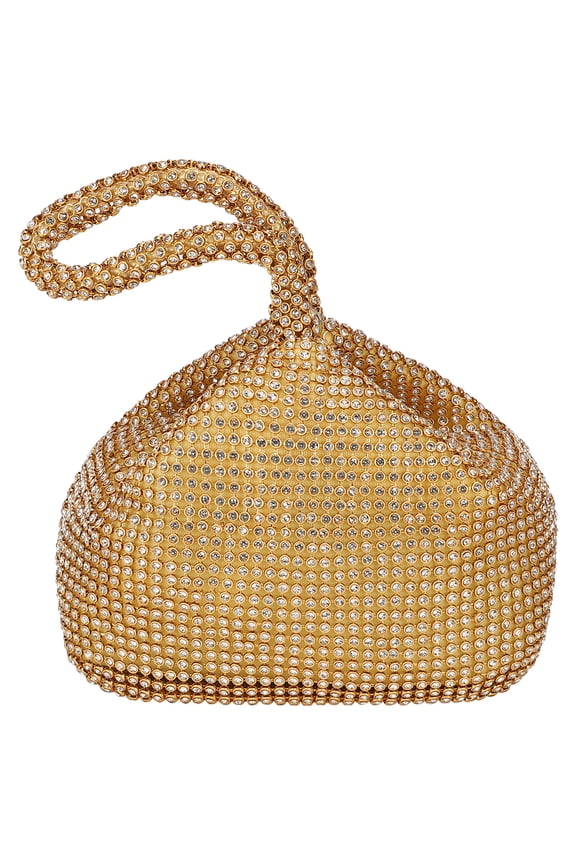 Evening Bags Rhinestone Clutch Triangle Purse Handbag for Weddings Parties Prom Gold 7.08"