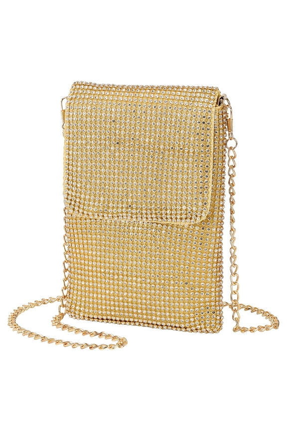 Evening Handbags Clutch Purses for Women, Crossbody Bag Crystal Rhinestone Purse Shoulder Bag Sparkly for Wedding Party Cocktail Gold