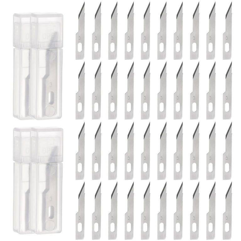 Uxcell Exacto Knife Blades #3 Hobby Knife Blades Precision Exacto Blades Hobby Knife Blade Refills 40 Pack, Silver