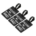 thumbnail image 1 of Uxcell Excuse Me, Not Your Bag Pattern Luggage Tag Identifier Card Holder Label Travel Bag Tag, Black 3 Pack, 1 of 5
