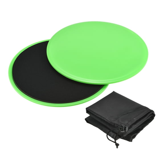 Uxcell Exercise Core Sliders, 175mm Dia. Glider Discs with Cloth Bag for Full Body Workout, Green, 1Set