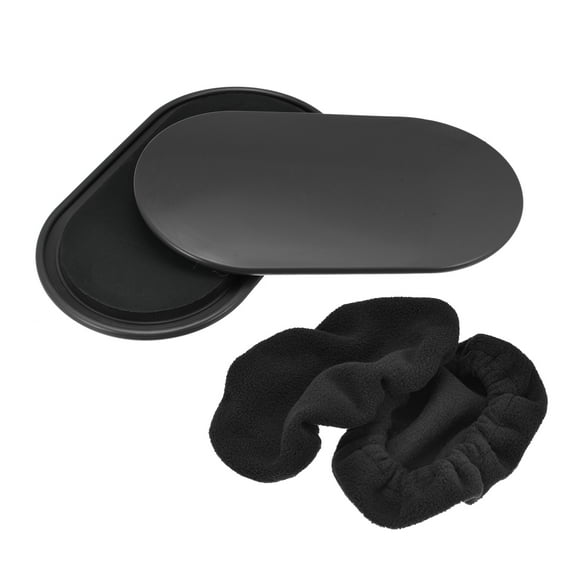 Uxcell Exercise Core Sliders, Oval Glider Discs with Feet Covers, Dual Sided, Home Gym, Black