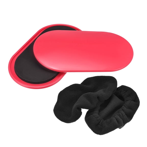 Uxcell Exercise Core Sliders, Oval Glider Discs with Feet Covers, Dual Sided, Home Gym, Red