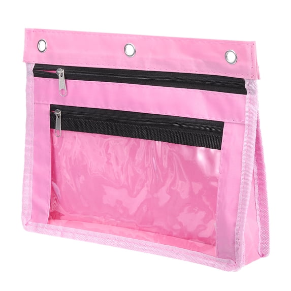 Uxcell Expandable Pencil Pouch for 3 Rings Binder, 1 Pack Oxford Cloth Zipper Binder Pouch Pencil Case Pink