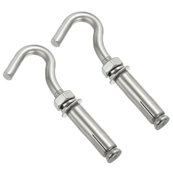 Uxcell Expansion Hook M10 304 Stainless Steel Concrete Wall Hook Open Cup Hook Screw Hook Anchoring Silver 2 Pack