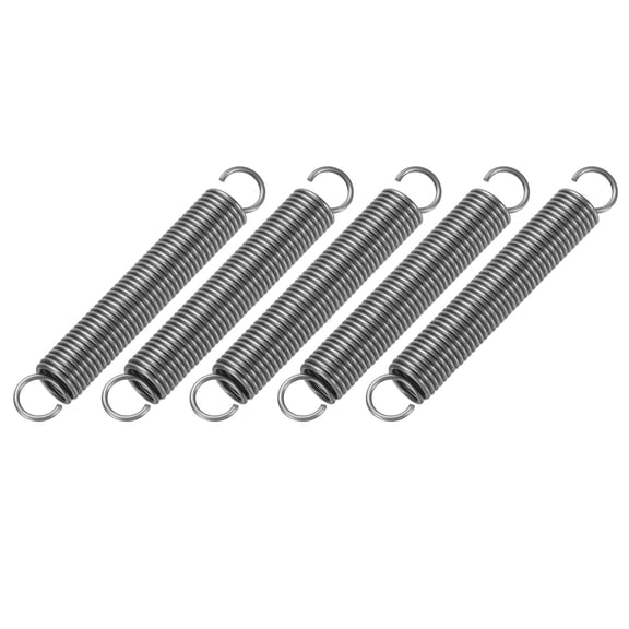 Uxcell Extension Spring, 5pcs Wire Diameter 0.05", OD 0.4", Free Length 2.8" Spring Steel Dual Hook Tension Springs, Grey