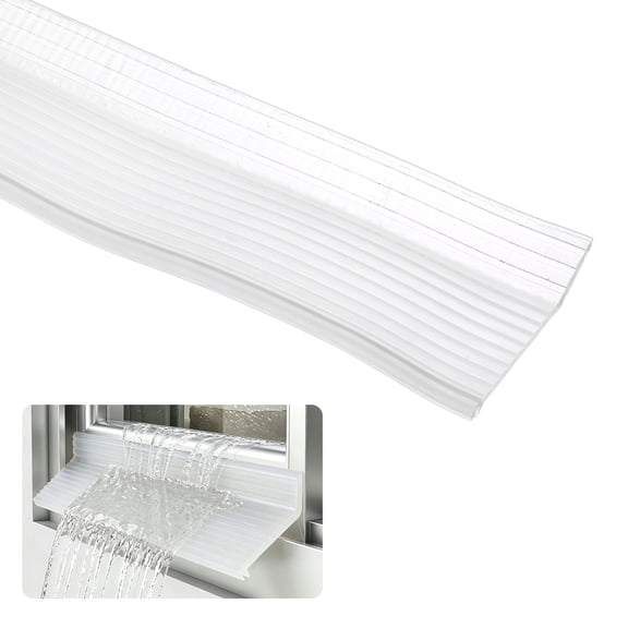 Uxcell Exterior Window Door Rain Drip Guard 39.4"x1.8" Self-Adhesive Transparent TPE Rubber Weather Stripping, Universal Rain Deflector, Sill Water Barrier Strip, for Outdoor Sliding
