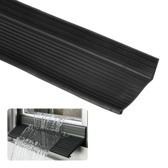 Uxcell Exterior Window Door Rain Drip Guard 39.4"x2.2" Self-Adhesive Black TPE Rubber Weather Stripping, Universal Rain Deflector, Sill Water Barrier Strip, for Outdoor Sliding