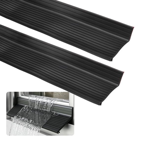 Uxcell Exterior Window Door Rain Drip Guard 78.7"x1.8" Self-Adhesive 2Pcs Black TPE Rubber Weather Stripping, Universal Rain Deflector, Sill Water Barrier Strip, for Outdoor Sliding