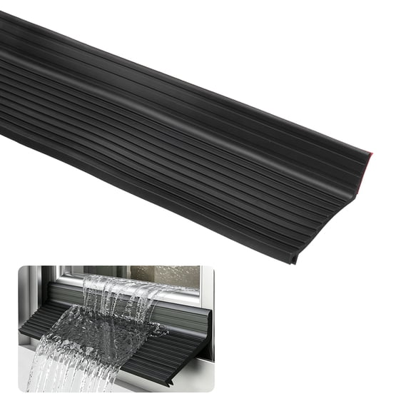 Uxcell Exterior Window Door Rain Drip Guard 78.7"x1.8" Self-Adhesive Black TPE Rubber Weather Stripping, Universal Rain Deflector, Sill Water Barrier Strip, for Outdoor Sliding