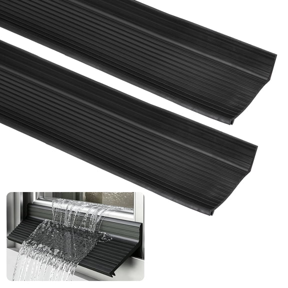 Uxcell Exterior Window Door Rain Drip Guard 78.7"x2.2" Self-Adhesive 2Pcs Black TPE Rubber Weather Stripping, Universal Rain Deflector, Sill Water Barrier Strip, for Outdoor Sliding