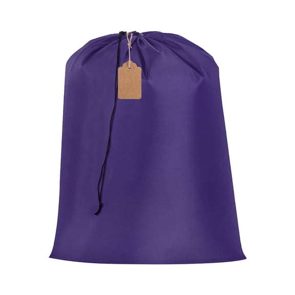 Uxcell Extra Large Laundry Bag, 22x27.6 Inch Drawstring Laundry Bag with Blank Tag Dirty Clothes Organizer Washable Basket Liner Storage Sack for College Dorm Travel Home Hamper, Purple