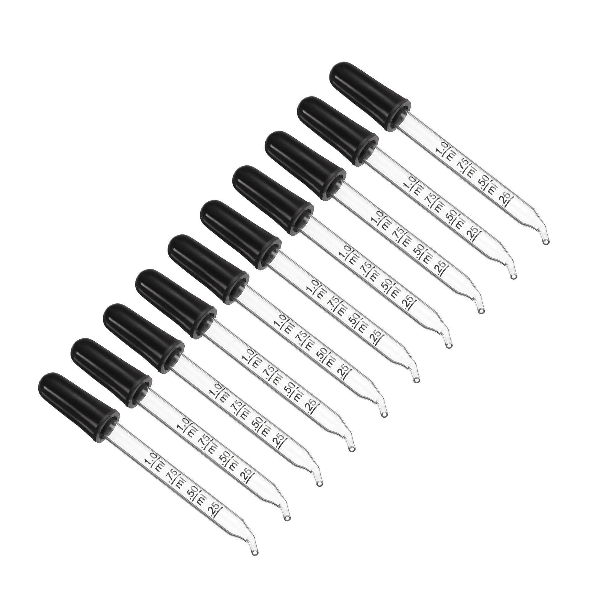 Uxcell Eye Dropper, 10pcs 1ml Glass Bent Tip Dropper with Rubber Bulbs