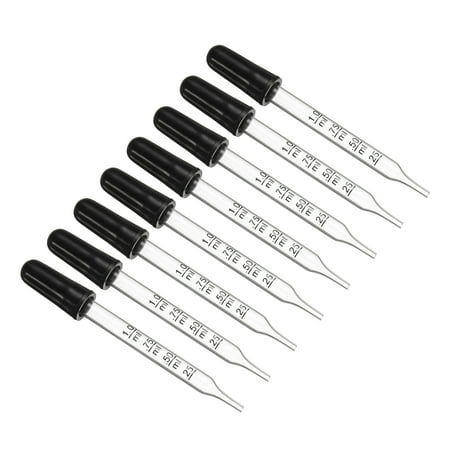 Uxcell Eye Dropper, 10pcs 1ml Glass Straight Tip Dropper with Rubber Bulbs Tubes for Liquids, Clear