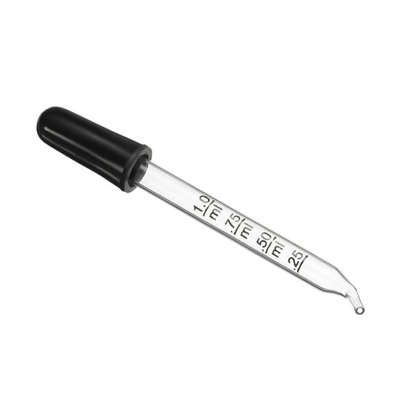 Uxcell Eye Dropper, 1pcs 1ml Glass Bent Tip Dropper with Rubber Bulb Tube for Transfer Liquids, Clear