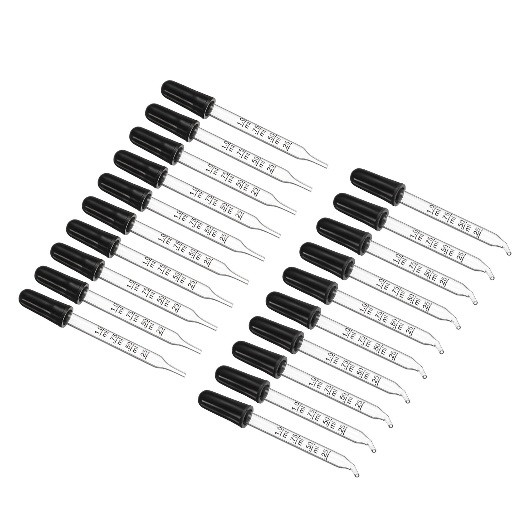 Uxcell Eye Dropper, 20pcs 1ml Glass Straight/Bent Tip Dropper with